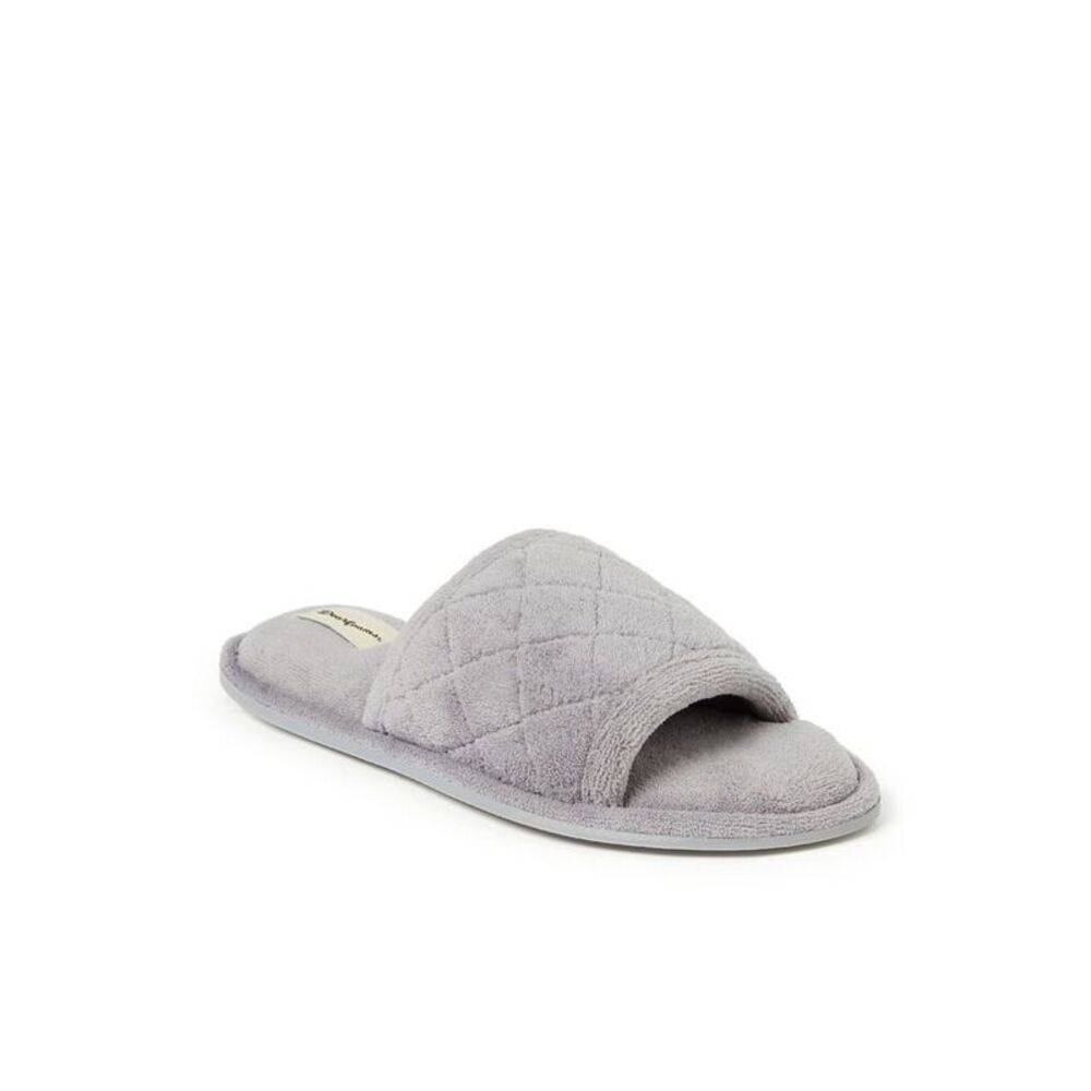 Dearfoams -  Women's Beatrice Quilted Microfiber Terr Gray